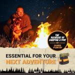 Survival Flint and Steel - Fire Starter Ferrocerium XL 10mm - Light More Than 15,000 Fires Ferro Rod - Firelighter Included - Firestarter Survival Kit for Camping, Bushcraft (Pine wood)