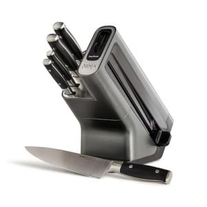 Ninja Foodi StaySharp Knife Block with Integrated Sharpener, 5-Piece Set, Includes Kitchen and Herb Scissors, Black/Stainless Steel, K32005UK