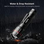 Lepro LED Torch with Clip, Super Bright Flashlight, 5 Modes, Adjustable Focus & Waterproof, Compact, Powerd by 18650/AAA Battery (Not Included) for Camping, Emergencies, Dog Walking or Gift