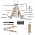BIBURY Multitools, Multi Tool Foldable Pliers with Upgraded Scissors and Screwdriver Set, Stainless Steel Multitools, Ideal for Camping, Outdoor, Repairing -Gift for Dad Men -Titanium Plating Gold Pro