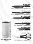 D.Perlla Knife Set, 7 Piece Kitchen Knife Set with Detachable Round Upright Knife Cylinder, Stainless Steel Black Coating, Lightweight and Non-Slip Handles, for Easy Cleaning and Drying