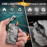 Gifts for Him Men: Electric Arc Plasma Dragon Lighter, Portable Rechargeable USB C Lighter Windproof and Flameless for Outdoor Camping Hiking, Cool Gadgets for Men
