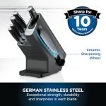 Ninja Foodi StaySharp Knife Block with Integrated Sharpener, 5-Piece Set, Includes Kitchen and Herb Scissors, Black/Stainless Steel, K32005UK