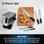 Ninja Foodi StaySharp Knife Block with Integrated Sharpener, 5-Piece Set, Includes Kitchen and Herb Scissors, Black/Stainless Steel, K32005UK