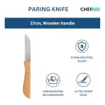 Chef Aid Paring Knife, Essential Kitchen Knife with Sharp Stainless Steel Blade and Comfortable Wooden Handle, Ideal for Peeling, Chopping & Slicing Fruits and Vegetables