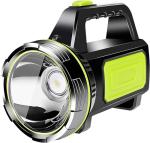 CAMPSLE Rechargeable LED Hand Torch with Side Lantern – Super Bright Flashlight, 2 Light Modes, USB Charging, Compact IPX5 Waterproof Torch for Camping, Fishing & Emergency Uses.