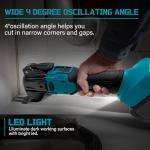 Oscillating Multi Tools for Makita 18V Battery, Multi-Use Cutting and Sanding Tool, 4°Oscillation Angle, 6 Variable Speeds, Quick-fit Blade Design with 21pcs Accessories for Cutting, Sanding, Scraping