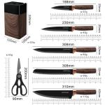 lapelux Knife Set,6 Piece Kitchen Knife Set-Kitchen Knives with Block, Wood Grain Handle, Stainless Steel Knivese with Chef, Bread Knife,for Cutting Meat/Vegetables/Fruit.