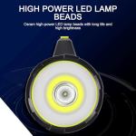 CAMPSLE Rechargeable LED Hand Torch with Side Lantern – Super Bright Flashlight, 2 Light Modes, USB Charging, Compact IPX5 Waterproof Torch for Camping, Fishing & Emergency Uses.