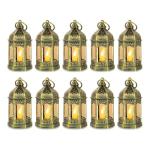 Romadedi Gold Candle Lantern Christmas - 10pcs Hanging Small Decorative LED Lantern Bulk for Halloween Table Decoration Wedding Decor Moroccan Ramadan