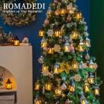 Romadedi Gold Lantern Wedding Decor - 10Pcs Hanging Small Decorative LED Lantern Candle Holders for Christmas Table Decoration Moroccan Ramadan Outdoor Halloween Party