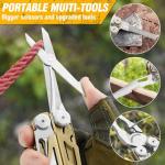 BIBURY Multitools, Multi Tool Foldable Pliers with Upgraded Scissors and Screwdriver Set, Stainless Steel Multitools, Ideal for Camping, Outdoor, Repairing -Gift for Dad Men -Titanium Plating Gold Pro