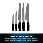 Ninja Foodi StaySharp Knife Block with Integrated Sharpener, 5-Piece Set, Includes Kitchen and Herb Scissors, Black/Stainless Steel, K32005UK