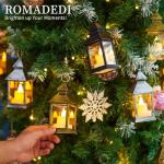 Romadedi Gold Lantern Wedding Decor - 10Pcs Hanging Small Decorative LED Lantern Candle Holders for Christmas Table Decoration Moroccan Ramadan Outdoor Halloween Party