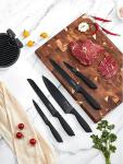 D.Perlla Knife Set, 7 Piece Kitchen Knife Set with Detachable Round Upright Knife Cylinder, Stainless Steel Black Coating, Lightweight and Non-Slip Handles, for Easy Cleaning and Drying