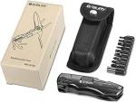 BIBURY 5 in 1 Multitools, Foldable Pliers Multitool Stainless Steel Multi Tool, Multi-Purpose with Nylon Pouch Ideal Pocket Tool for Camping, DIY Activities, Fishing - Gift Men