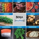 Ninja Foodi StaySharp Knife Block with Integrated Sharpener, 5-Piece Set, Includes Kitchen and Herb Scissors, Black/Stainless Steel, K32005UK