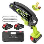 Supstable Mini Chainsaw 6 Inch, Electric Chainsaw Cordless, Battery Powered Chain Saw with Oiler, 2pcs 2000mAh Batteries, Small Handheld Garden Saws for Tree Branch Wood Cutting, Gifts for Men Women