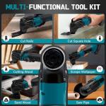 Oscillating Multi Tools for Makita 18V Battery, Multi-Use Cutting and Sanding Tool, 4°Oscillation Angle, 6 Variable Speeds, Quick-fit Blade Design with 21pcs Accessories for Cutting, Sanding, Scraping