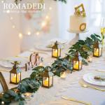 Romadedi Gold Lantern Wedding Decor - 10Pcs Hanging Small Decorative LED Lantern Candle Holders for Christmas Table Decoration Moroccan Ramadan Outdoor Halloween Party