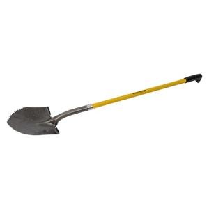 Roughneck Heavy Duty Shovel with Long Handle and Sharp Serrated Edge for Slicing Through Roots, Fibreglass shaft with Contoured Grip, ROU68044 – Blade 300mm x 225mm, Total Length 1460mm/57½″