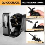 Reciprocating Saw 710W: DEKOPRO Electric Wood Saw with 4 Blades, 2800 SPM Variable Speed, 20mm Stroke Length, Tool-Free Blade Change, for Wood and Metal Cutting