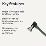 Amazon Basics Splitting Axe for Chopping Wood, 35.4 × 6.5 × 2.1 inches (L×W×H), 1-Pack, Olive, black