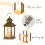 Romadedi Gold Lantern Wedding Decor - 10Pcs Hanging Small Decorative LED Lantern Candle Holders for Christmas Table Decoration Moroccan Ramadan Outdoor Halloween Party