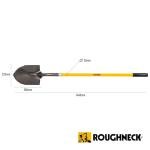 Roughneck Heavy Duty Shovel with Long Handle and Sharp Serrated Edge for Slicing Through Roots, Fibreglass shaft with Contoured Grip, ROU68044 – Blade 300mm x 225mm, Total Length 1460mm/57½″