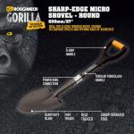Roughneck Gorilla Sharp-Edge Micro Shovel, Heavy-Duty Round Blade, Short Shaft for Slicing, Digging & Opening Bulk Bags in Small, Compact Spaces – 690mm (27”)