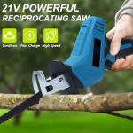 Reciprocating Saw, 0-4000 RPM Variable Speed Reciprocating Saws, 21V Cordless Wood Saw Electric, Electric Saws to Cut Metal, for PVC Cutting with 2 Batteries, 8 Sawing Blades