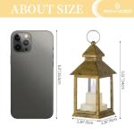 Romadedi Gold Lantern Wedding Decor - 10Pcs Hanging Small Decorative LED Lantern Candle Holders for Christmas Table Decoration Moroccan Ramadan Outdoor Halloween Party