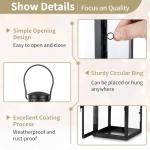 NUPTIO Lantern Outdoor for Candle Black: 24cm Tall Living Room Garden Candle Lanterns Hanging Indoor Outside Decorative Memorial Metal Glass Christmas Halloween Wedding Centrepieces Black Ornament