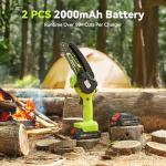 Supstable Mini Chainsaw 6 Inch, Electric Chainsaw Cordless, Battery Powered Chain Saw with Oiler, 2pcs 2000mAh Batteries, Small Handheld Garden Saws for Tree Branch Wood Cutting, Gifts for Men Women