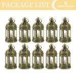 Romadedi Gold Candle Lantern Christmas - 10pcs Hanging Small Decorative LED Lantern Bulk for Halloween Table Decoration Wedding Decor Moroccan Ramadan