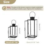 NUPTIO Lantern Outdoor for Candle Black: 24cm Tall Living Room Garden Candle Lanterns Hanging Indoor Outside Decorative Memorial Metal Glass Christmas Halloween Wedding Centrepieces Black Ornament