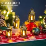 Romadedi Gold Candle Lantern Christmas - 10pcs Hanging Small Decorative LED Lantern Bulk for Halloween Table Decoration Wedding Decor Moroccan Ramadan