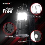 SUBOOS Camping Lanterns Battery Operated [2 Pack] - 2X Brighter LED Camping Light Lamp with Magnetic Base and Foldable Hook for Hanging, Portable for Hurricane, Emergency, Home, Shed and More
