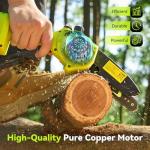 Supstable Mini Chainsaw 6 Inch, Electric Chainsaw Cordless, Battery Powered Chain Saw with Oiler, 2pcs 2000mAh Batteries, Small Handheld Garden Saws for Tree Branch Wood Cutting, Gifts for Men Women