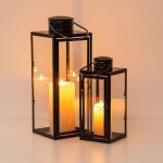 NUPTIO Lantern Outdoor for Candle Black: 24cm Tall Living Room Garden Candle Lanterns Hanging Indoor Outside Decorative Memorial Metal Glass Christmas Halloween Wedding Centrepieces Black Ornament