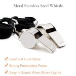Whistles Sports, Referee Whistle, Stainless Steel Whistle with Lanyard, Loud Crisp Sound Whistles for Referees, Coaches, Lifeguards, Football, Basketball