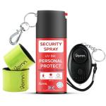 VORNN Self-Defence Spray | UK Legal Spray | Foul smelling Criminal Identifier | Red Dye, UV | Quick Access Keychain for Personal Safety for Men & Women (1x Spray 1x Alarm 1x Reflector)