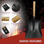 Armo® Heavy Duty Metal Coal Small Hand Shovel With Wooden Handle Fireside Dust Ash BBQ Gardening Spade Trowel 44CM