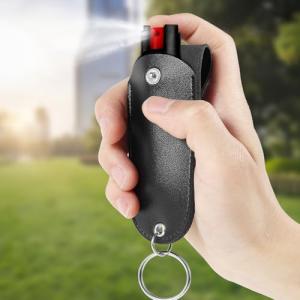 2PCS Pepper Spray Pouch Mini Portable PU Leather Pepper Spray Protective Holster Top Flap Self Defense Spray Leather Case for Bag Women (Only Pouch)