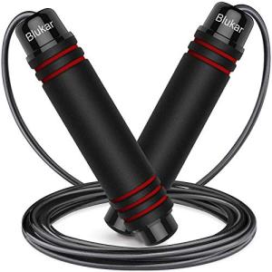 Blukar Skipping Rope, Speed Jump Rope Tangle-free Adjustable Cord with Rapid Ball Bearings & Soft Foam Handle for Fitness Workouts Fat Burning Exercises Boxing - Spare Cord Length Adjuster Included