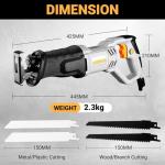 Reciprocating Saw 710W: DEKOPRO Electric Wood Saw with 4 Blades, 2800 SPM Variable Speed, 20mm Stroke Length, Tool-Free Blade Change, for Wood and Metal Cutting