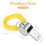 SynHHergyx 12 PCS Stainless Steel Sports Whistles Loud Crisp Sound Whistles Coaches Whistle with Lanyard Bulk for Coaches Referees Officials and Outdoor Sports