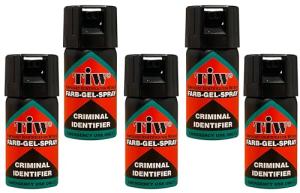 FARB-GEL Self-Defence Spray and Criminal Identifier. (5 UNIT Family Pack). UK Police used brand TiW TW1000. UK Legal alternative to Pepper Spray, Taser, Mace. For Women and Men. Made in Germany.