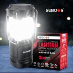 SUBOOS Camping Lanterns Battery Operated [2 Pack] - 2X Brighter LED Camping Light Lamp with Magnetic Base and Foldable Hook for Hanging, Portable for Hurricane, Emergency, Home, Shed and More