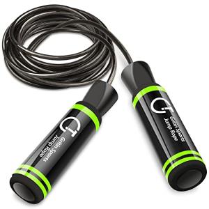 Gritin Skipping Rope, Speed Jump Rope Soft Memory Foam Handle Tangle-free Adjustable Cord&Rapid Ball Bearings Fitness Workouts Fat Burning Exercises Boxing for Adults- Length Adjuster Included.